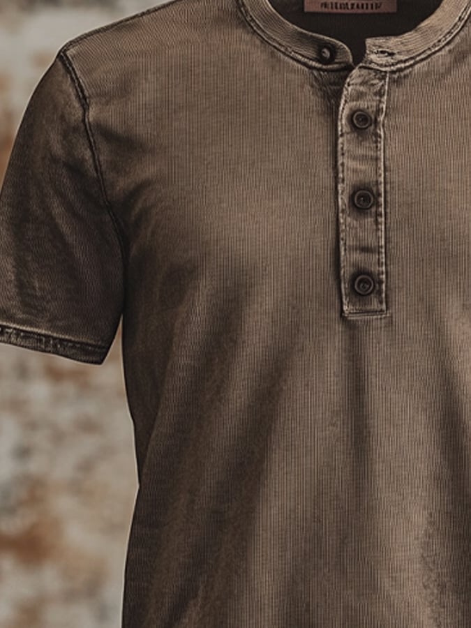 Men's Henry vintage-style waffle-knit short-sleeved T-shirt