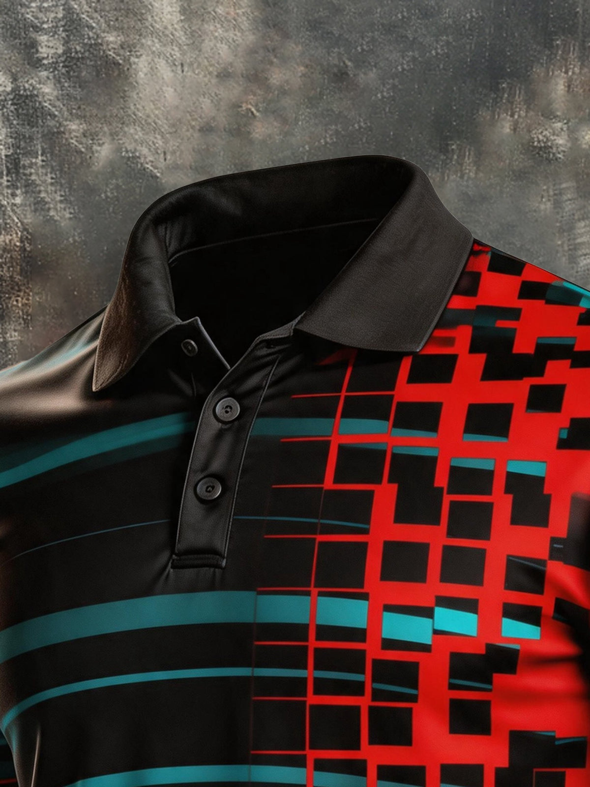 Men's Retro Color-Block Short-Sleeve Polo Shirt