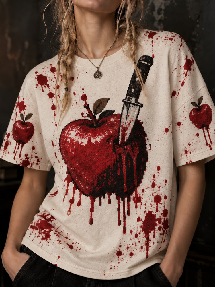Women's Bloody Apple & Dagger Graphic Casual T-shirt