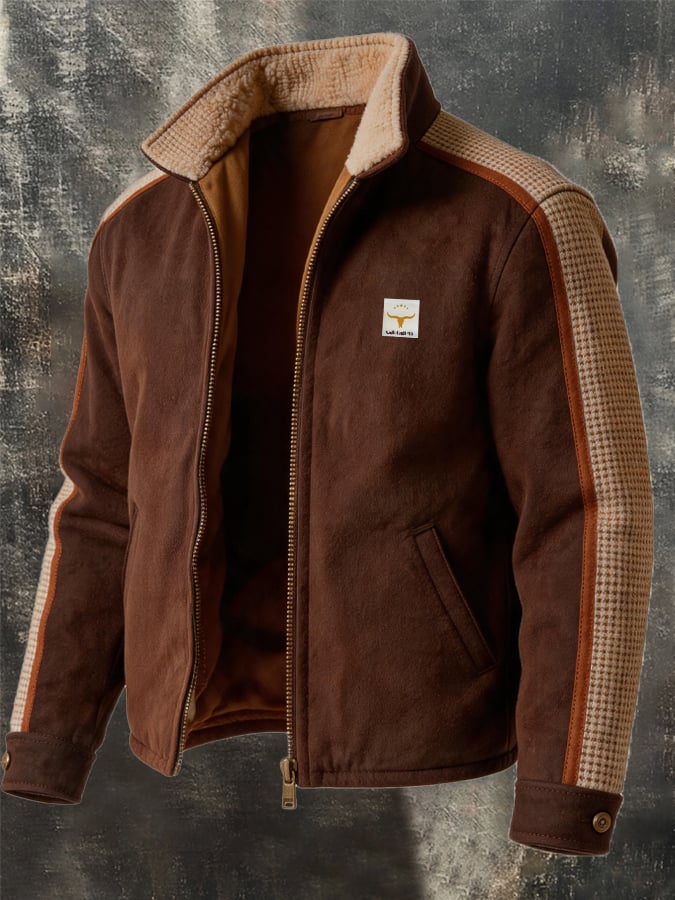 Men's Retro Waffle-Knit Panel Outdoor Jacket