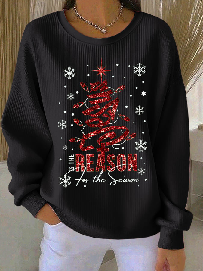 Women's Casual Print Long Sleeve Knit Top