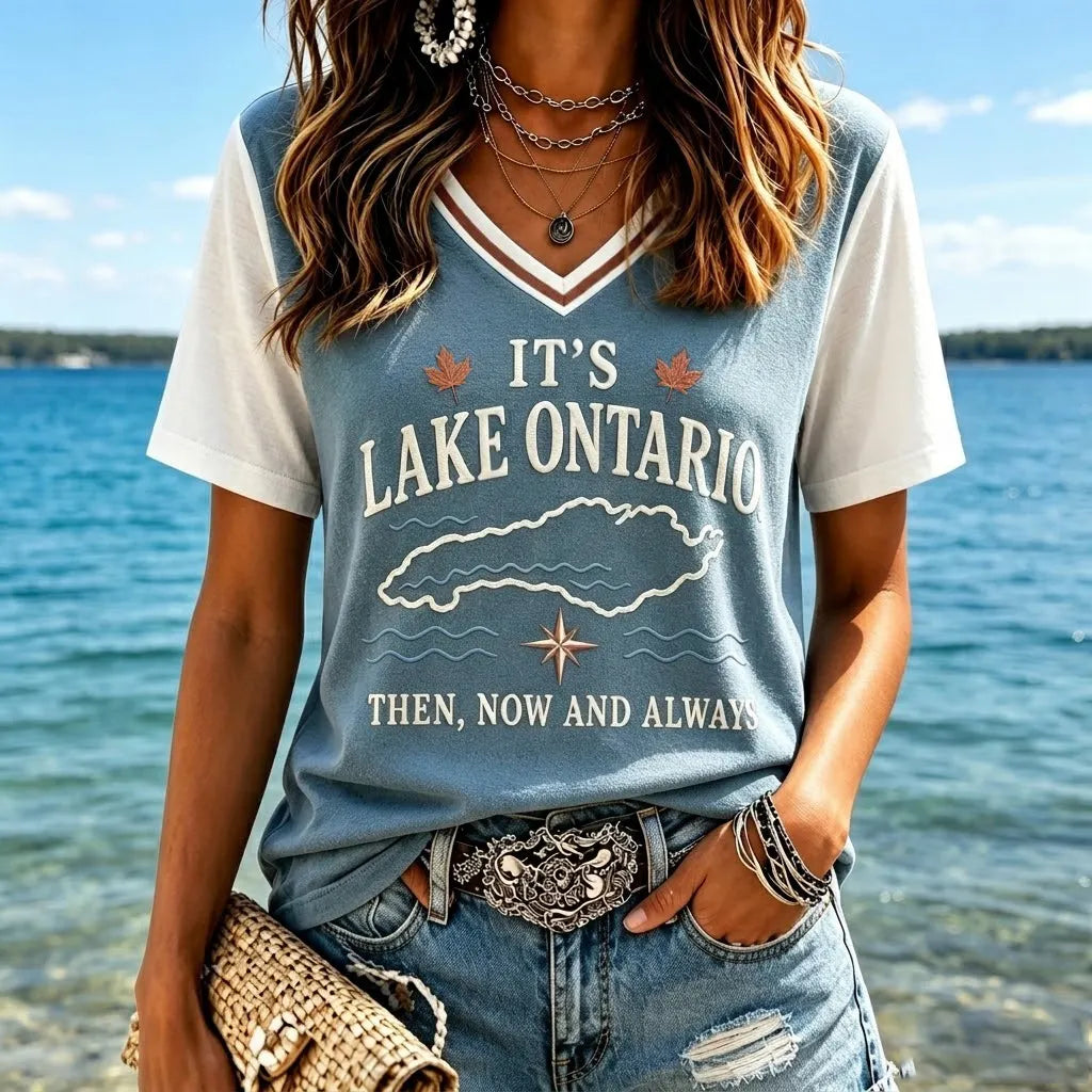 Women's "it's Lake Ontario. Then, Now And Always" V-neck T-shirts
