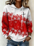 Women's Christmas Print Plaid Fabric Hooded Sweatshirt