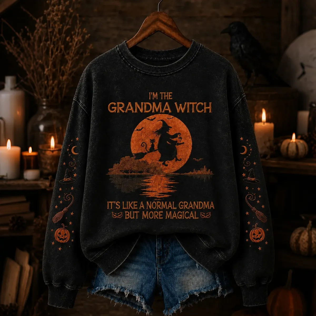 Women's Halloween Art Print Casual Sweatshirt