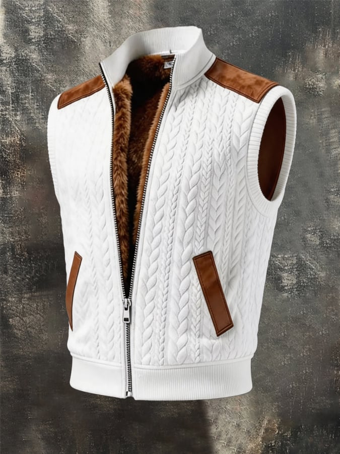 Men's Vintage-Style Faux Suede Outdoor Warm Vest