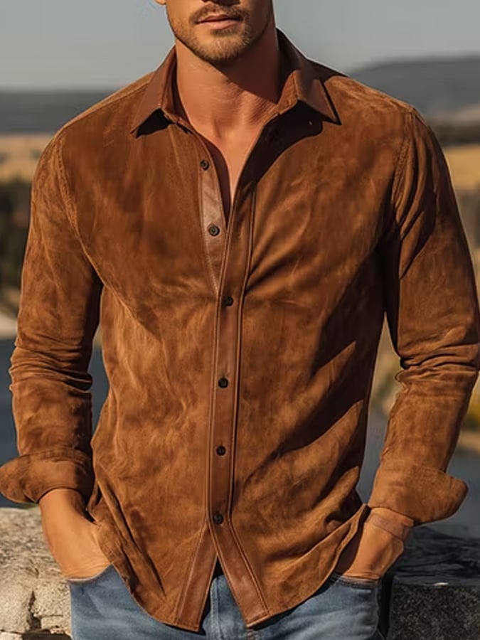 Men'S Western-Style Printed Long-Sleeve Shirt