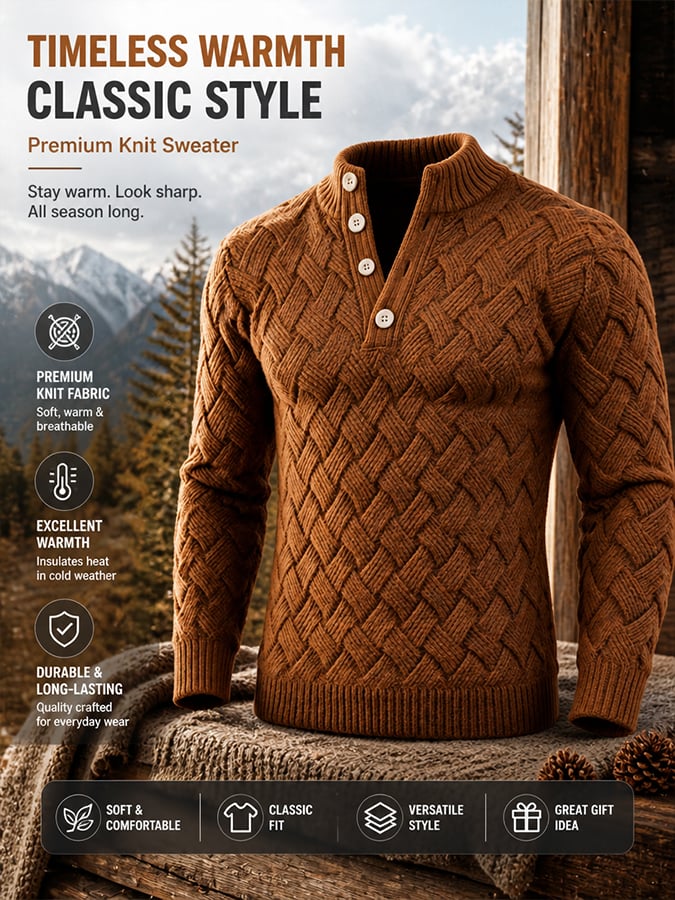Men’s Vintage-Style Comfortable Knitted Sweater/Sweatshirt