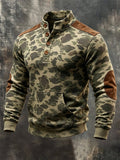 Men's Vintage-Cut Camouflage Stand-Collar Long-Sleeve Sweatshirt