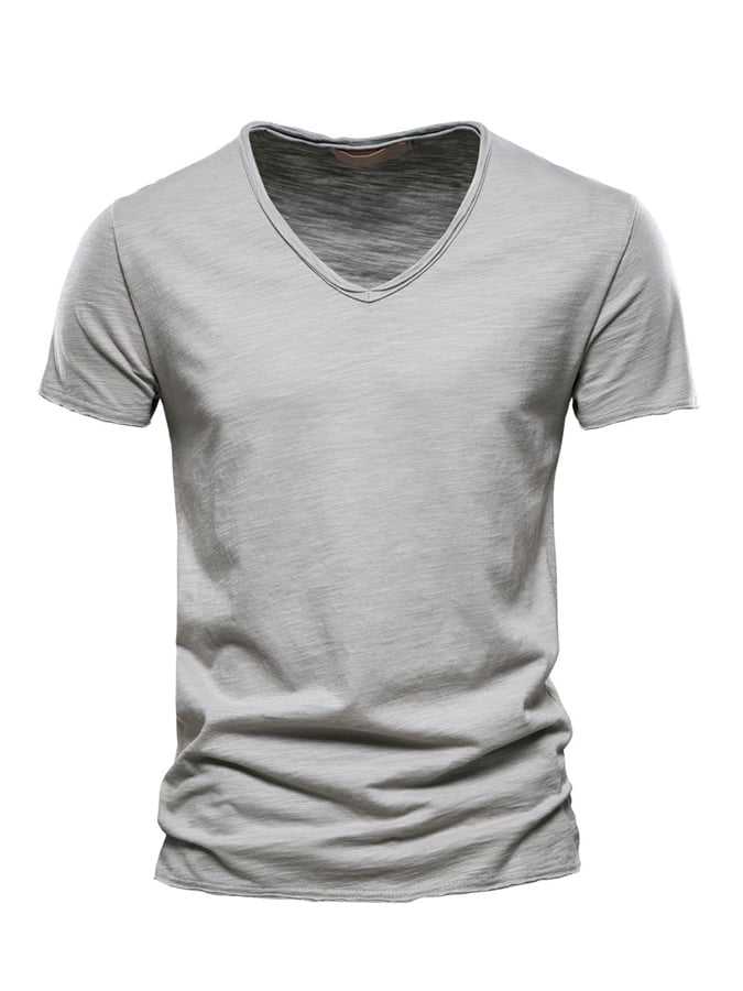 Men's Basic Casual Cotton V-Neck Short Sleeve T-Shirt