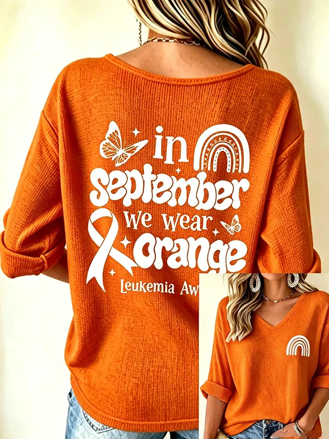 Women's  Leukemia Awareness V-neck T-shirt