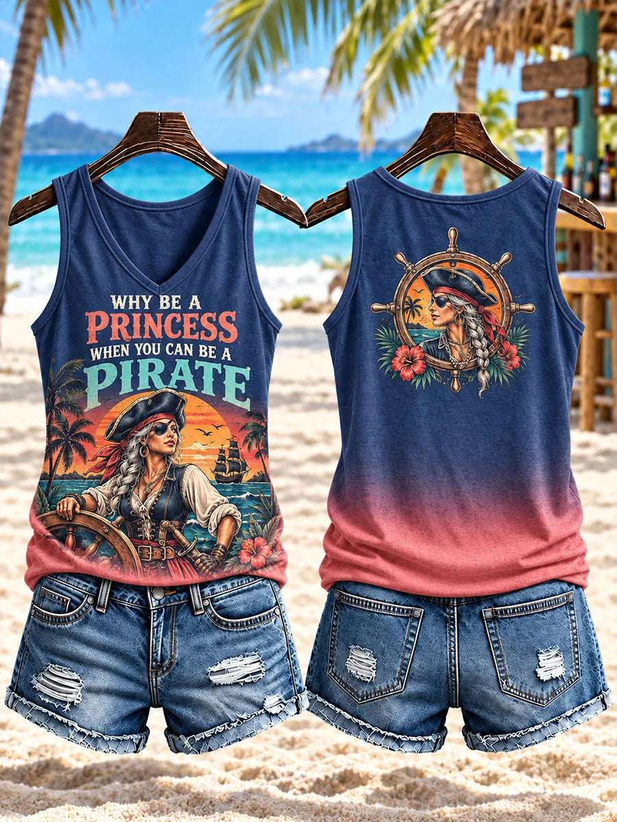 Sunset Pirate Captain Ombre Tank Top