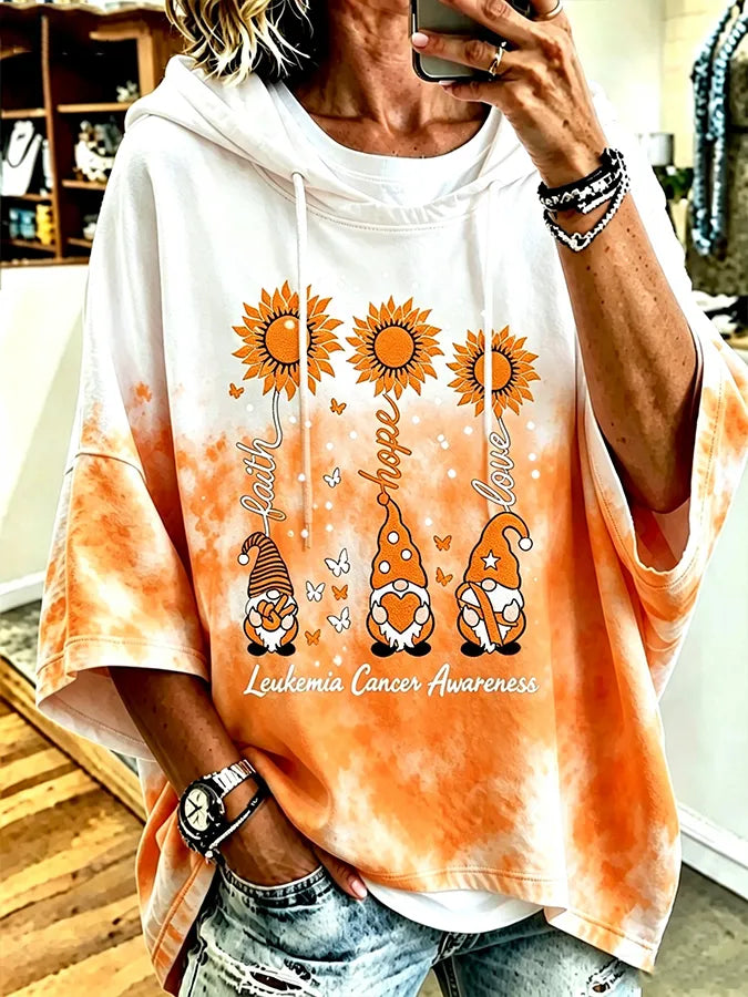 Women's Casual LEUKEMIA CANCER AWARENESS Printed Loose Sweatshirt