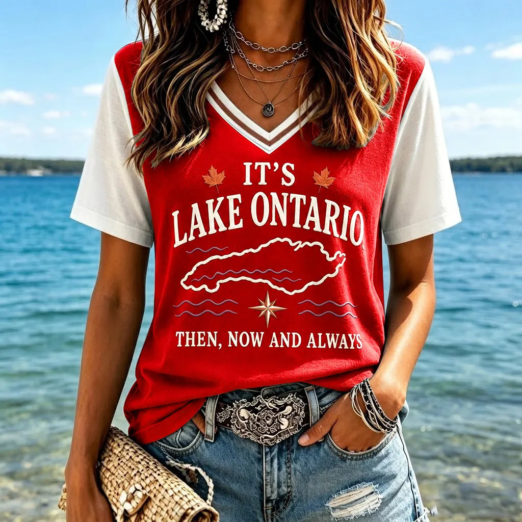 Women's "it's Lake Ontario. Then, Now And Always" V-neck T-shirts