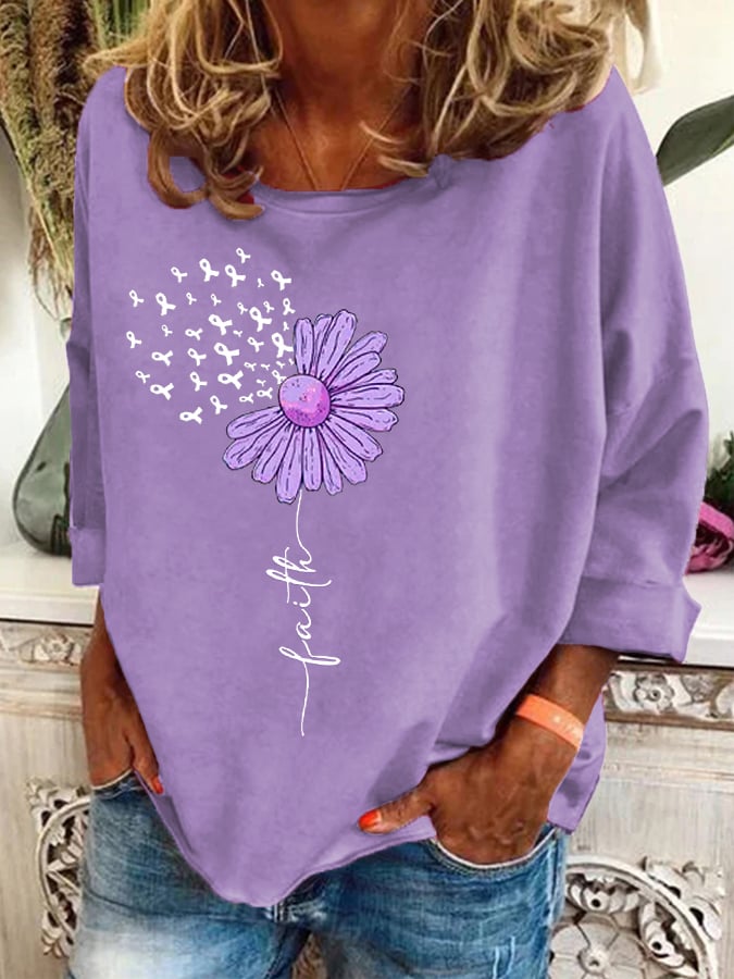 Women's Purple Ribbon Faith Alzheimer's Awareness Fighter Supporter Top