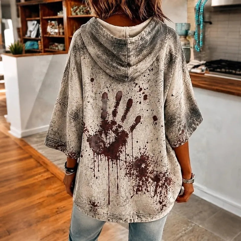 Women's Halloween Bloody Problem Solved Art Print Casual Hoodie