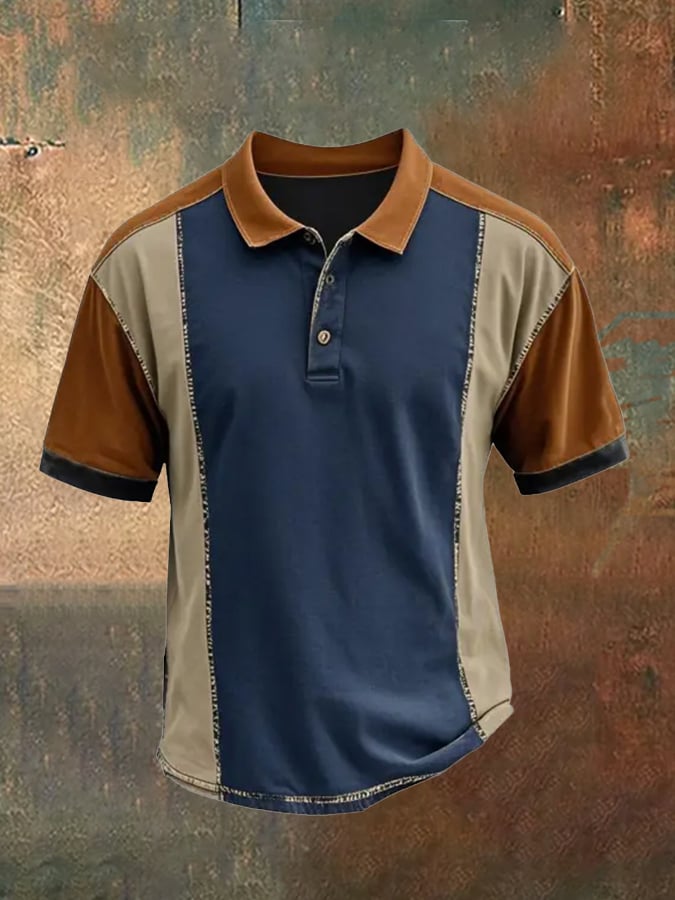 Classic polo shirt for men in casual business style with color block design