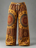 Men's Hippie Patchwork Mandala Sun Bohemian Floral Stripe Print Pants