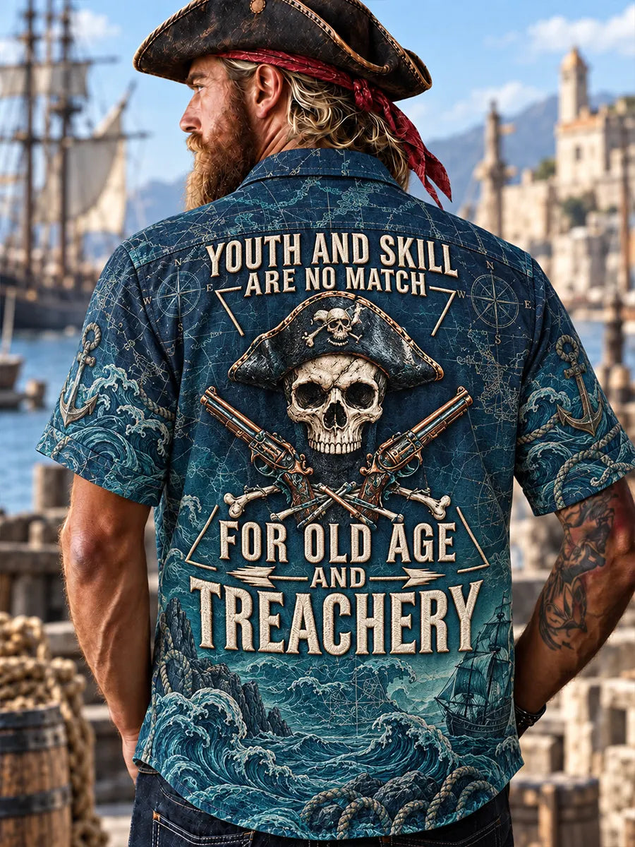 🌊 "Youth and Skill" Ocean Blue Pirate Battle Shirt