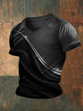 Men's casual V-neck graphic print t-shirt