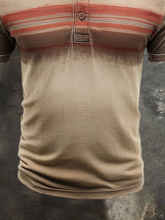 Men's casual short-sleeved polo shirt in retro color block style