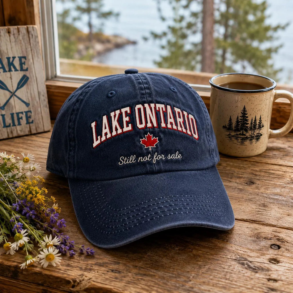 Retro Lake Ontario Letter Print Baseball Cap