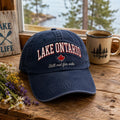 Retro Lake Ontario Letter Print Baseball Cap