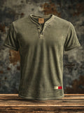 Men's Henry vintage waffle-knit short-sleeved T-shirt