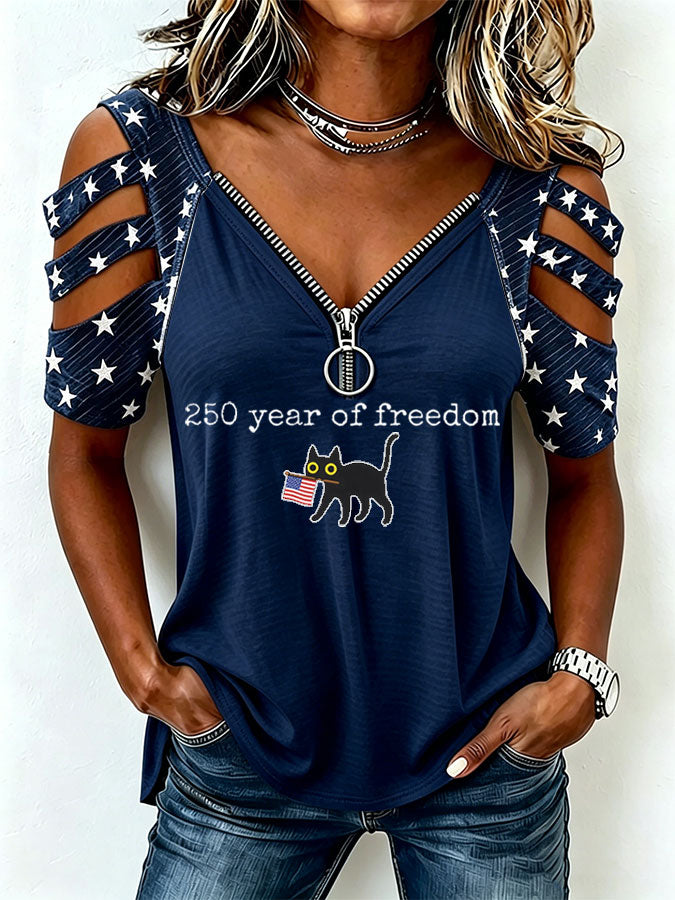 Women's America Flag Print Casual Top