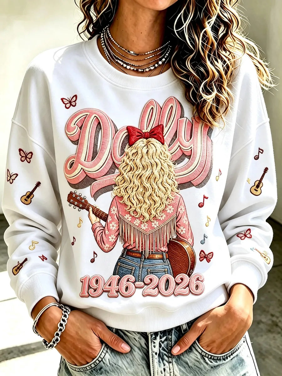 Women's Commemorative Printed Round Neck Hoodie