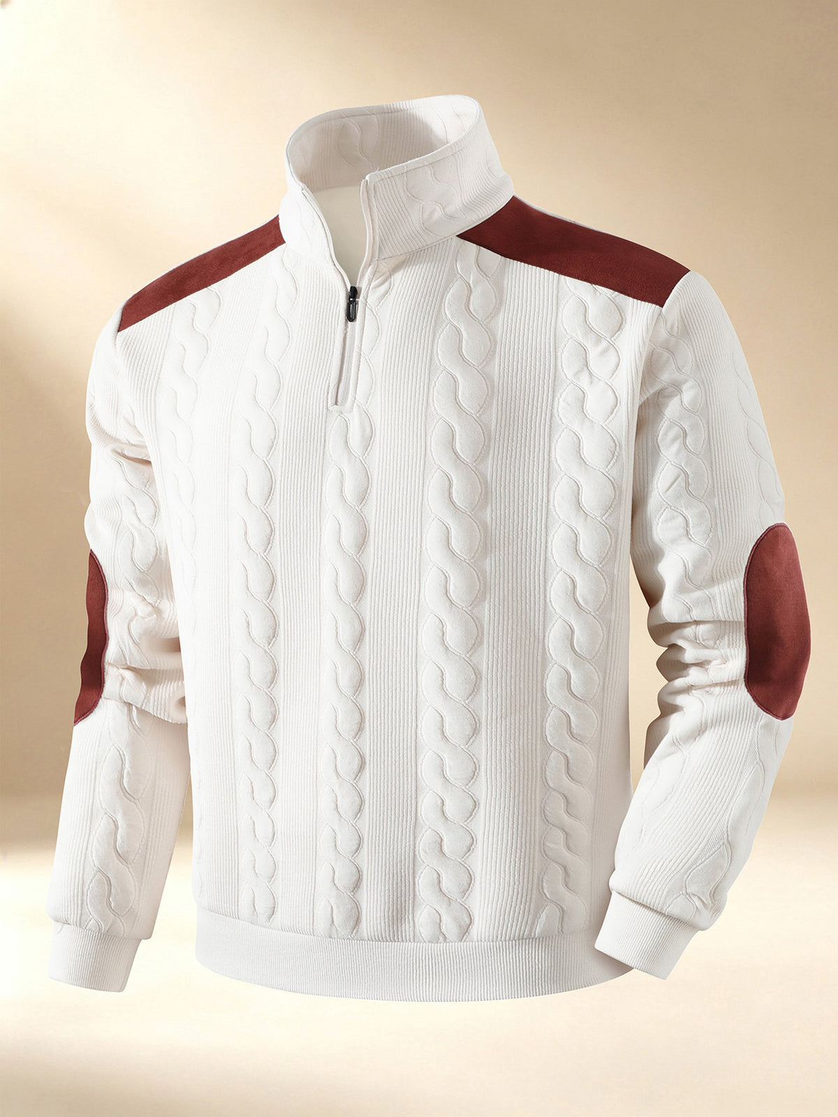 Men's Vintage Cable-Knit Zip-Up Sweatshirt