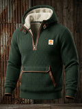 Men’s Fleece-Lined Thermal Textured Sweatshirt with a 3D Grid Pattern