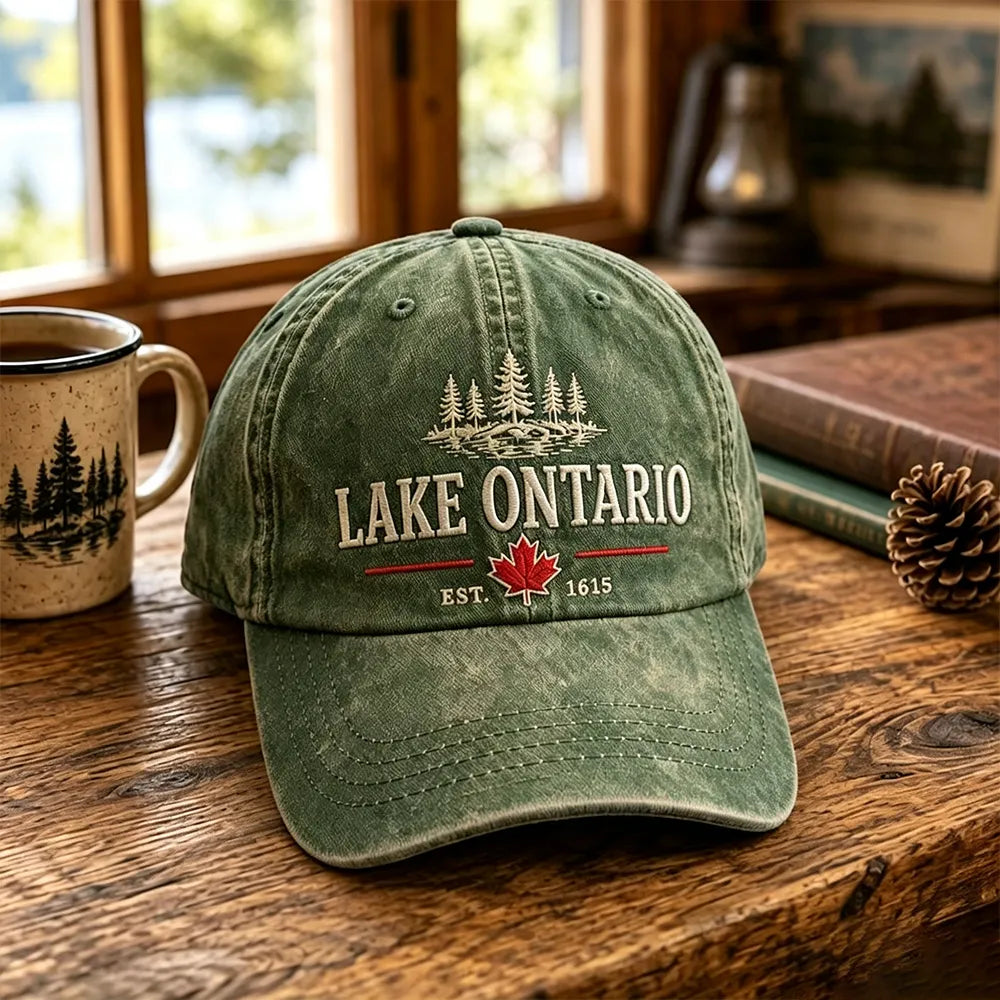 Vintage Lake Ontario Pattern Art Unisex Baseball Cap