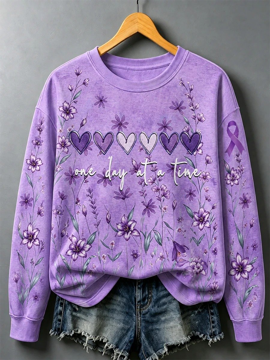 Women's Alzheimer's Awareness Print Casual Sweatshirt