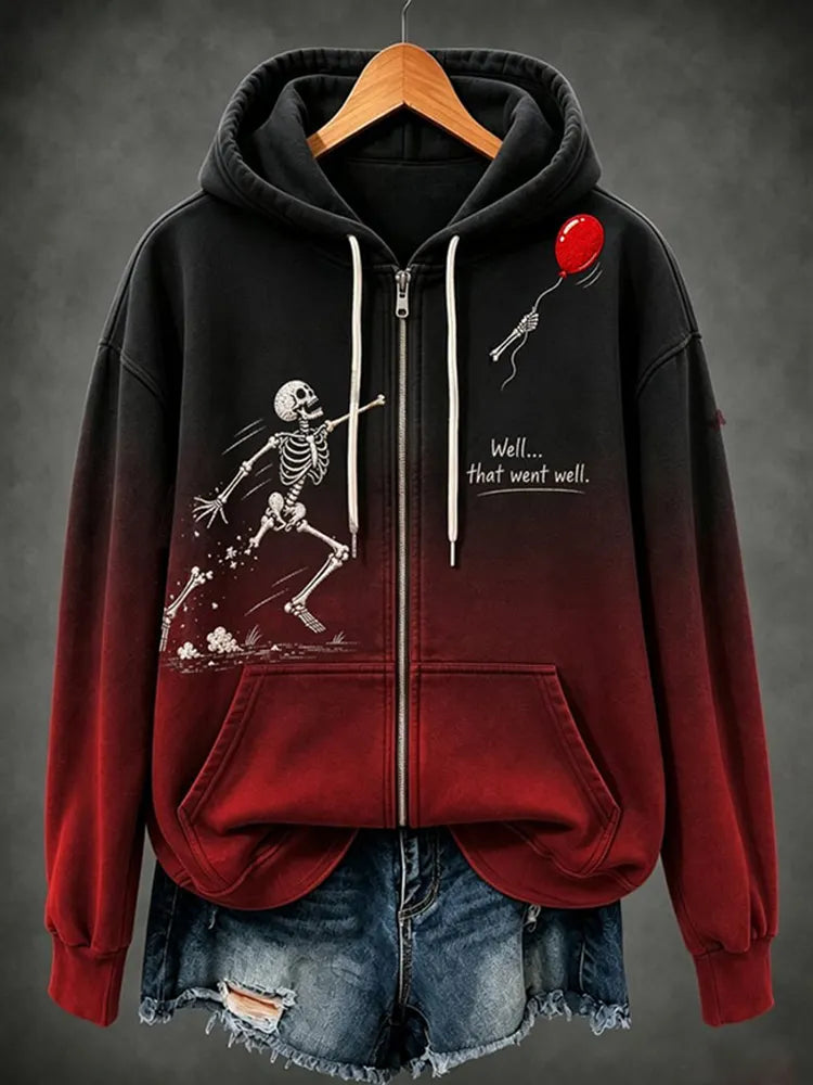 Women's Halloween "lost Balloon" Zip-up Hoodie