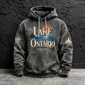 Men's Retro Lake Ontario Pattern Warm Hoodie
