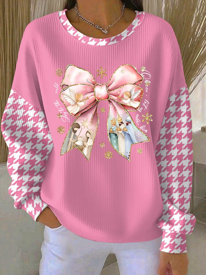 Women's Casual Print Long Sleeve Knit Top