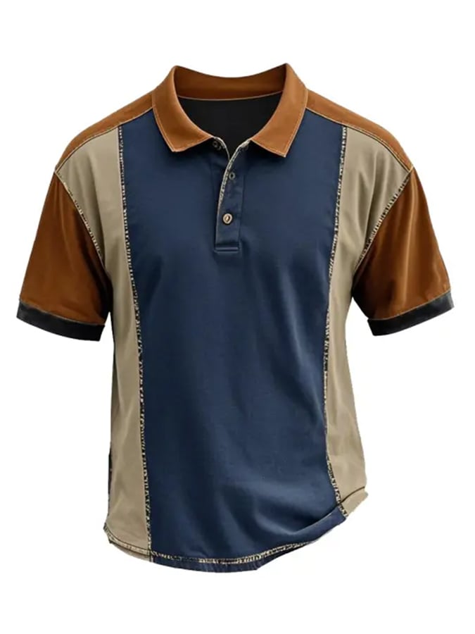 Classic polo shirt for men in casual business style with color block design