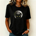 Women's Black Cat Moonlit Night Halloween Design T-shirt