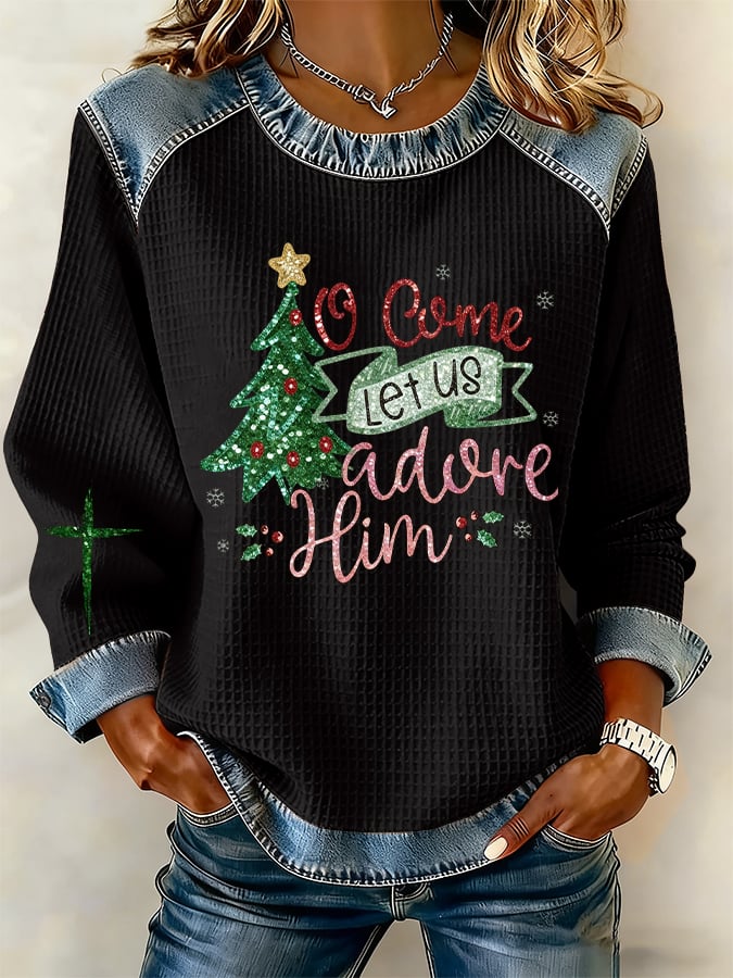 Women's Christmas Faith Print Casual Sweatshirt