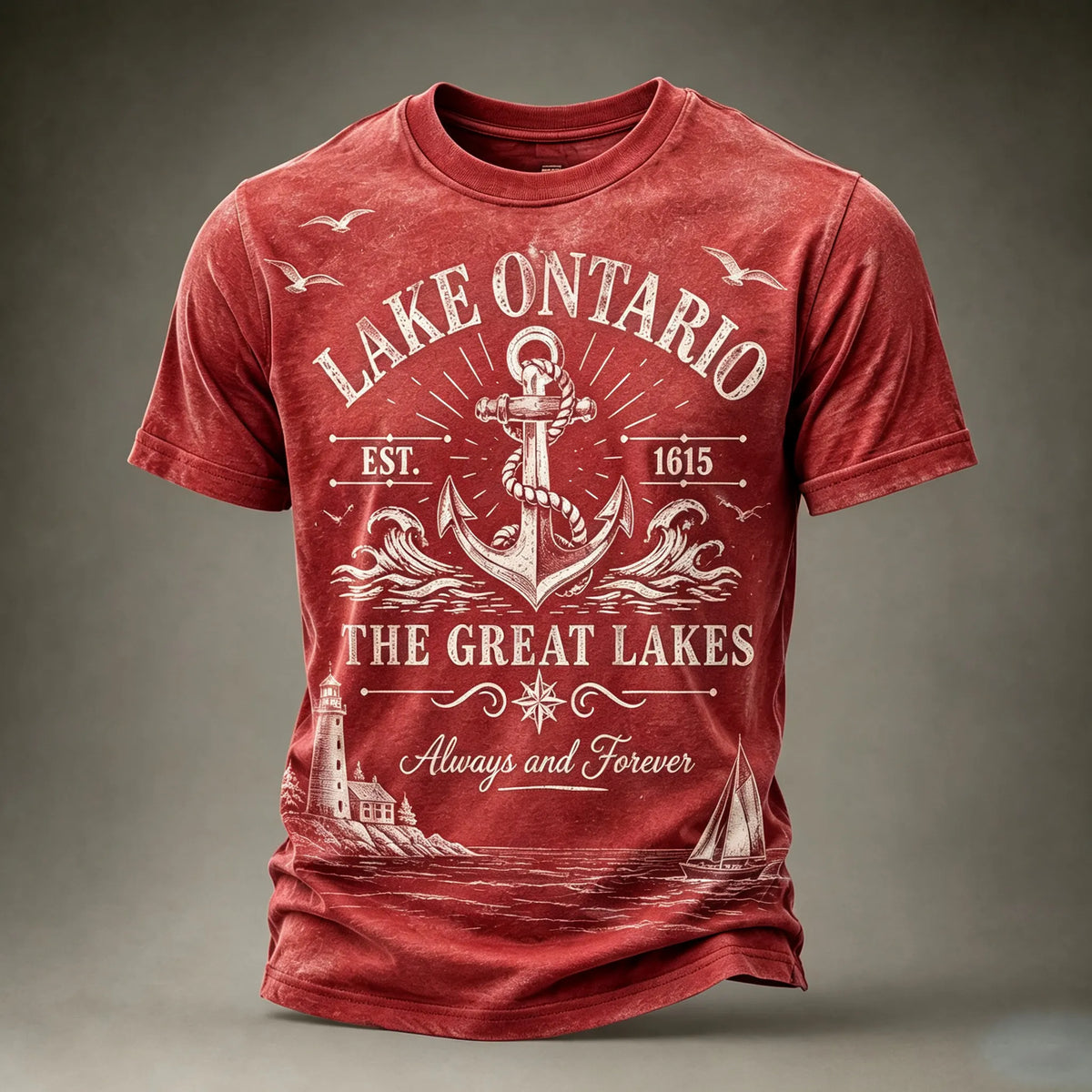 Men's Retro Lake Ontario Print T-shirt