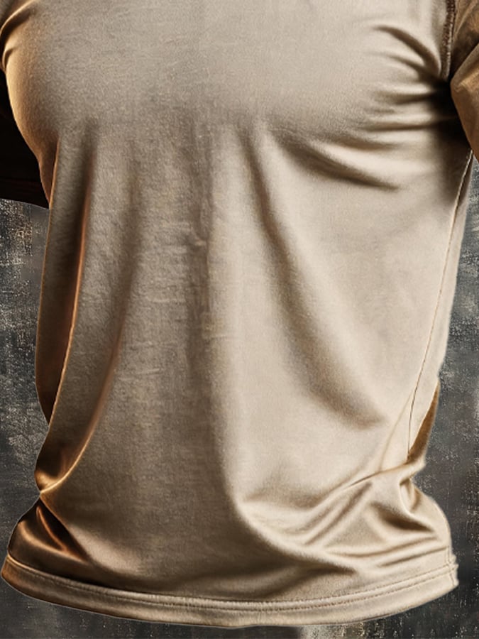 Men's Vintage-Style Distressed Color-Block T-Shirt