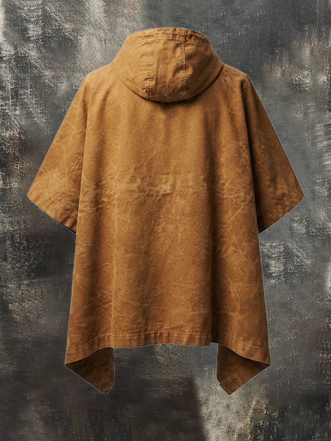 Men's Vintage Embroidered Thermal Hooded Cape/Cloak