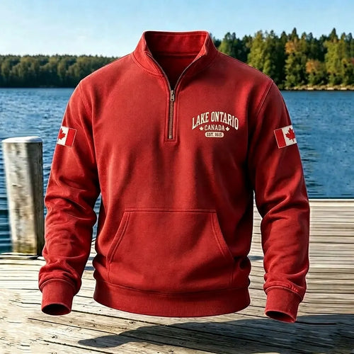 1615 Canada Lake Ontario Printed Men's Half-zip Hoodie