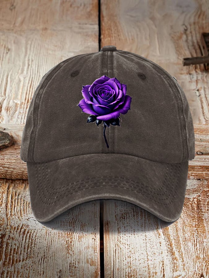 Alzheimer's Awareness Purple Rose Hat