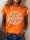 Women's Leukemia Awareness Printed Casual T-Shirt