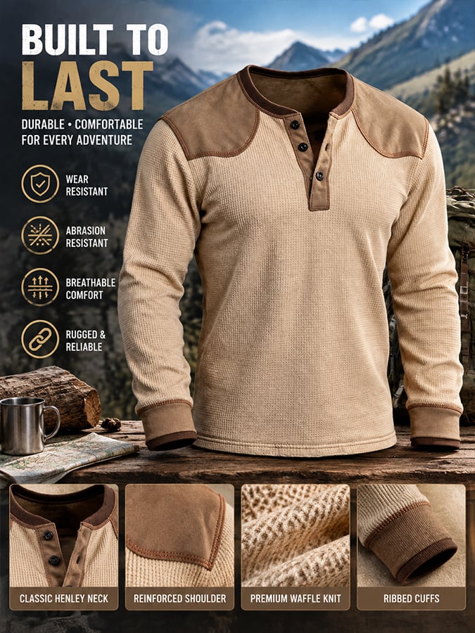 Men's Vintage-Style Comfortable Waffle-Knit T-Shirt