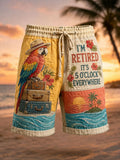 Retired Tropical Vacation Parrot Men’s Drawstring Shorts