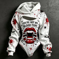 Women's Retro Halloween Lip Skull Letter Print Hoodie Two-piece Set