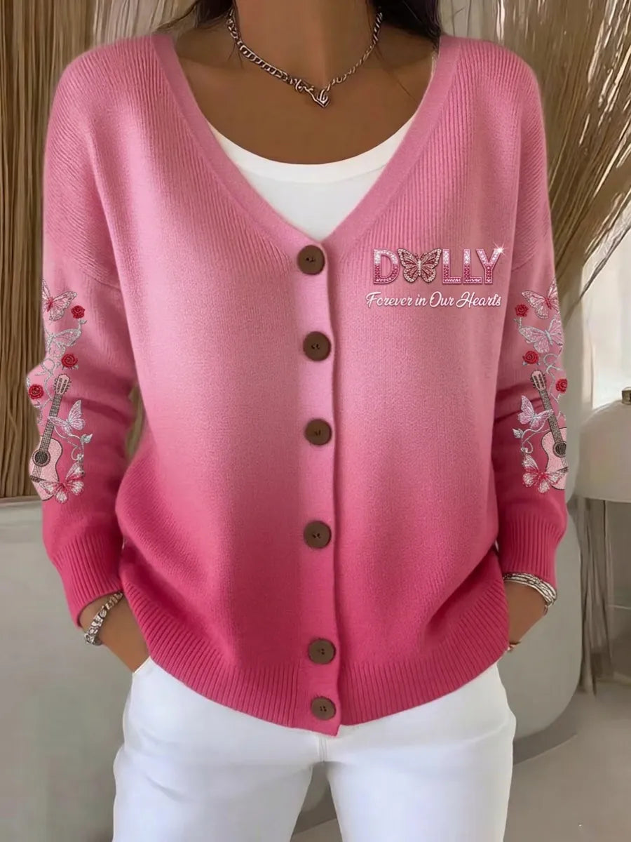 Women'S Commemorative Printed Knitted Cardigan