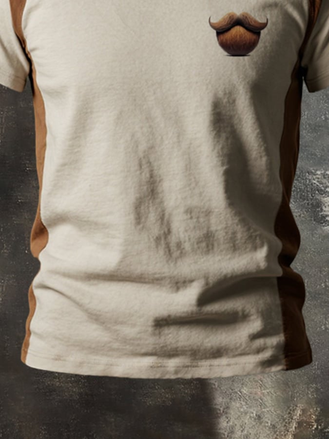 Classic Basic Casual Colorblock Round Neck Short Sleeve T-Shirt for Men